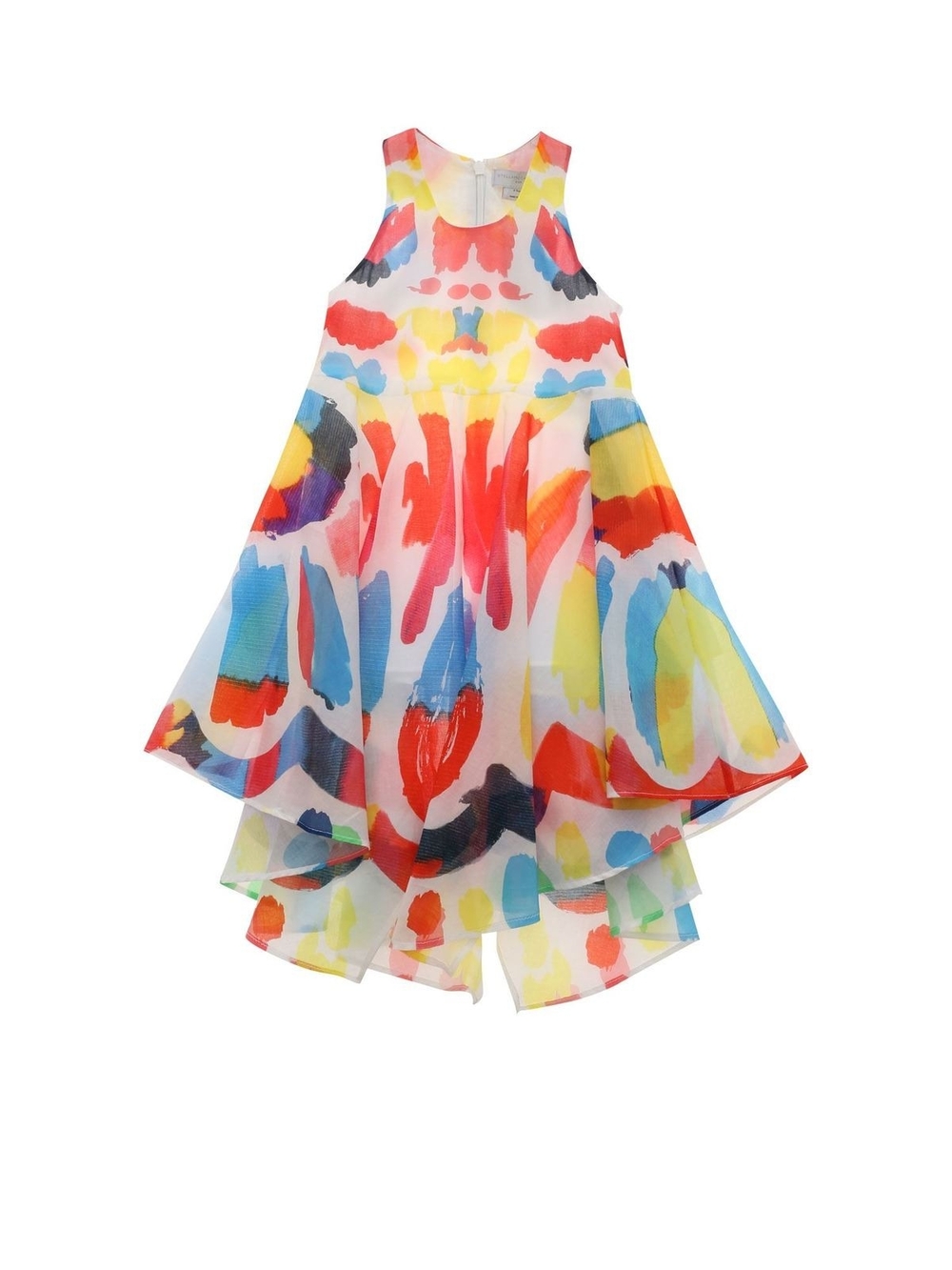 Stella McCartney Kids Multicolor Watercolor Print High-Low Dress